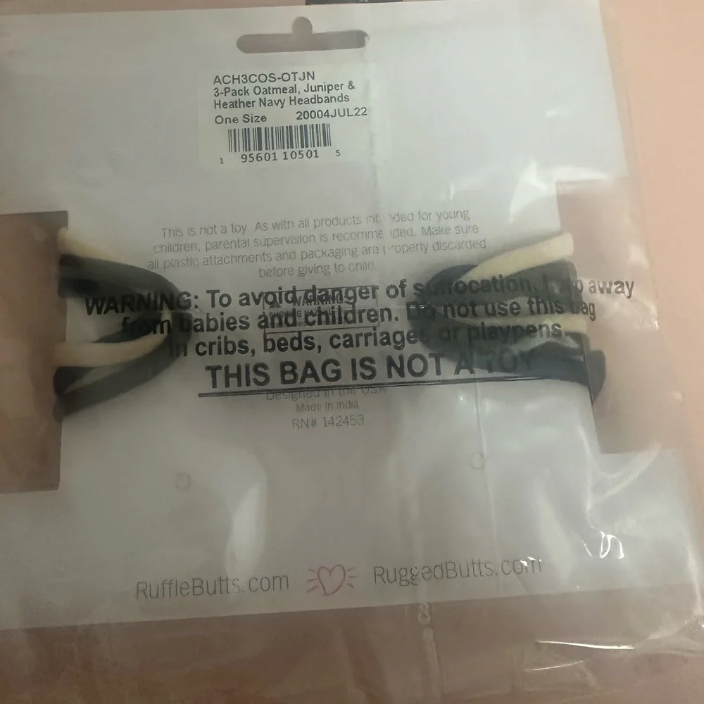 NWT Ruffle Butts Headband Trio in Oatmeal Cream, Juniper Green, and Navy Blue